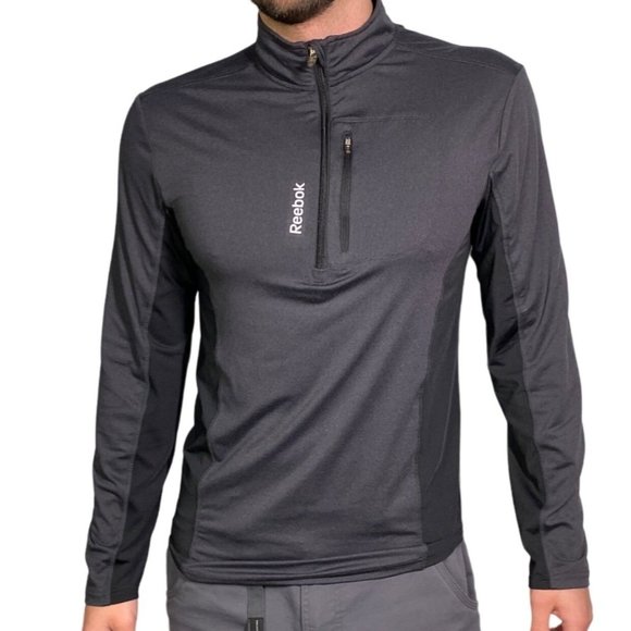 Reebok polyester spandex long sleeve zip up at neck gray Men's Small - Picture 3 of 17